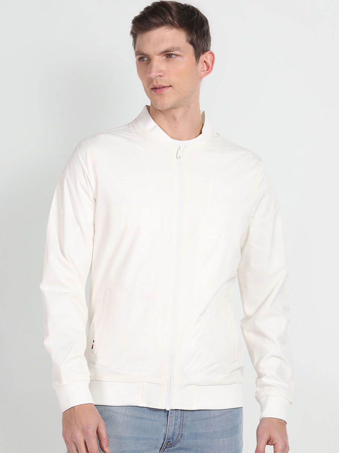 

Arrow Sport Stand Collar Bomber Jacket, White