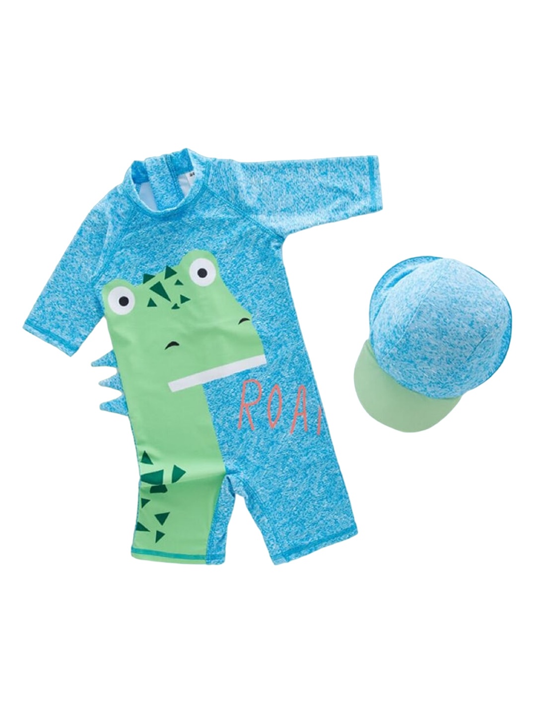 

StyleCast Boys Blue Graphic Printed Swim Bodysuit with Cap
