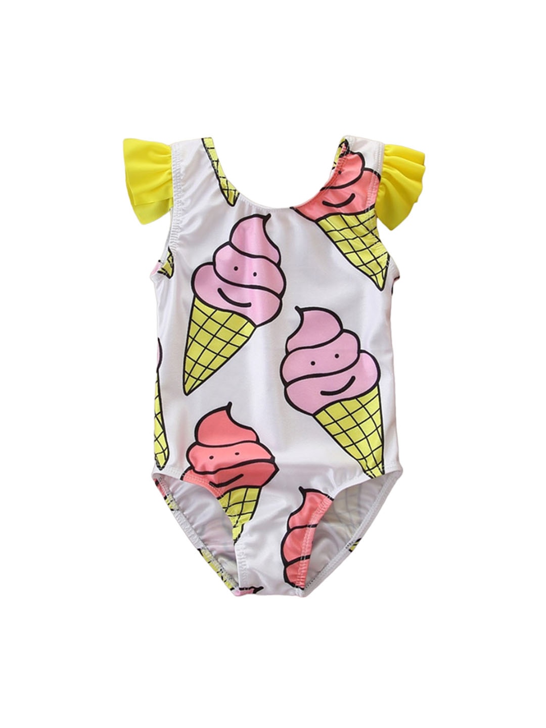 

StyleCast Girls White Geometric Printed Bodysuit Swimwear