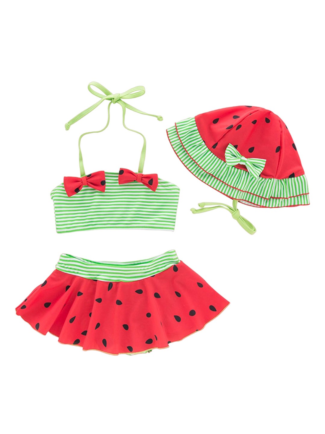 

StyleCast Infant Girls Red & Green Striped Swim Bikini Set