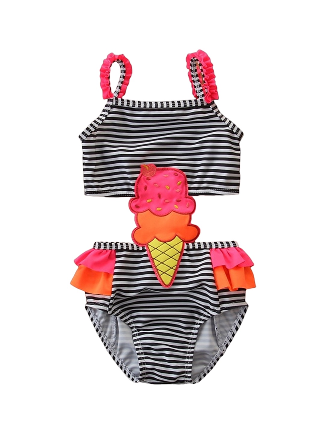 

StyleCast Infant Girls Black & Pink Striped Swim Set