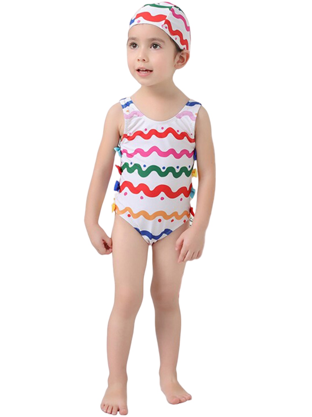 

StyleCast Infant Girls White Striped Swim Bodysuit