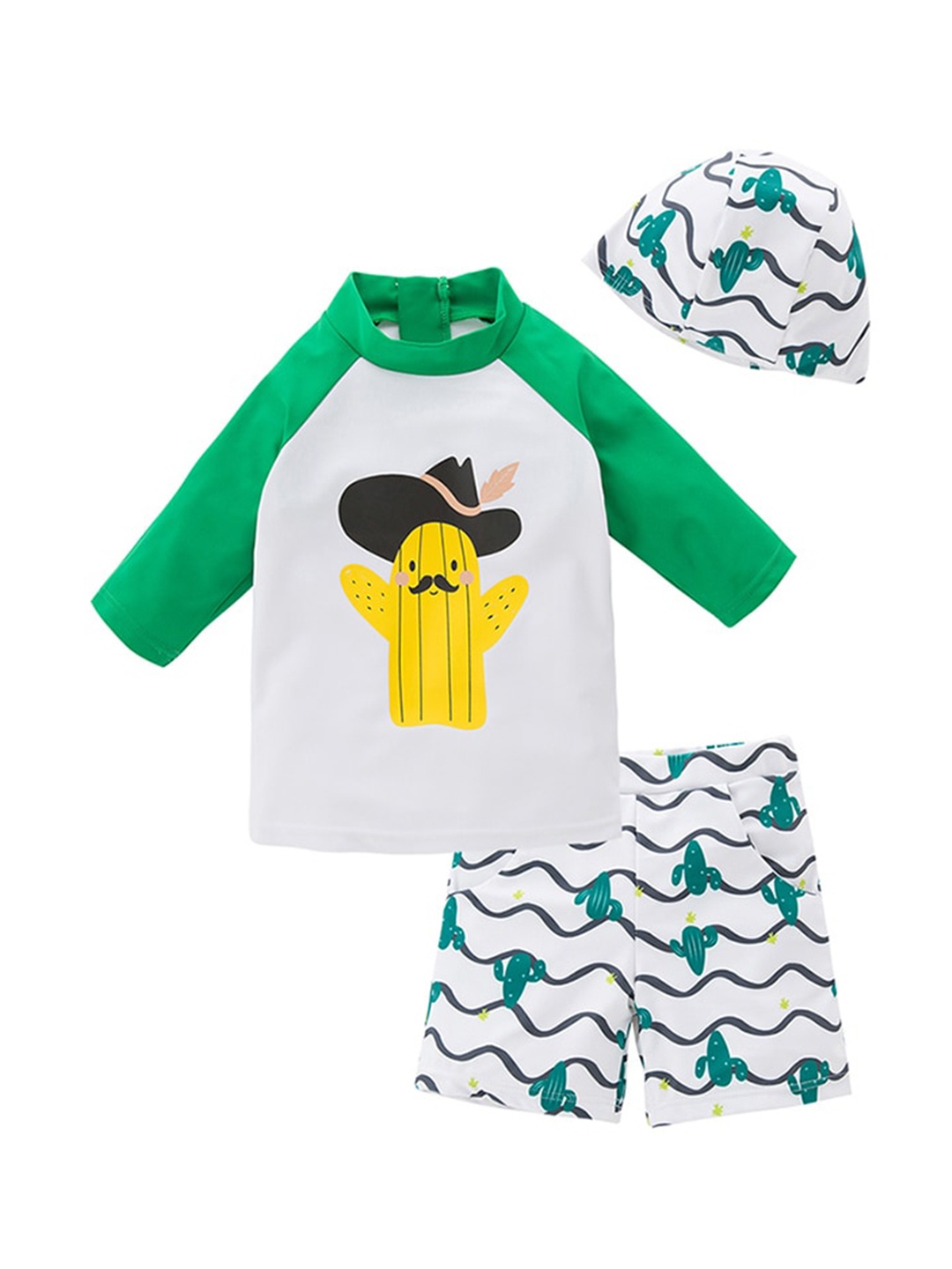 

StyleCast Boys White & Green Graphic Printed Cover-Up Set