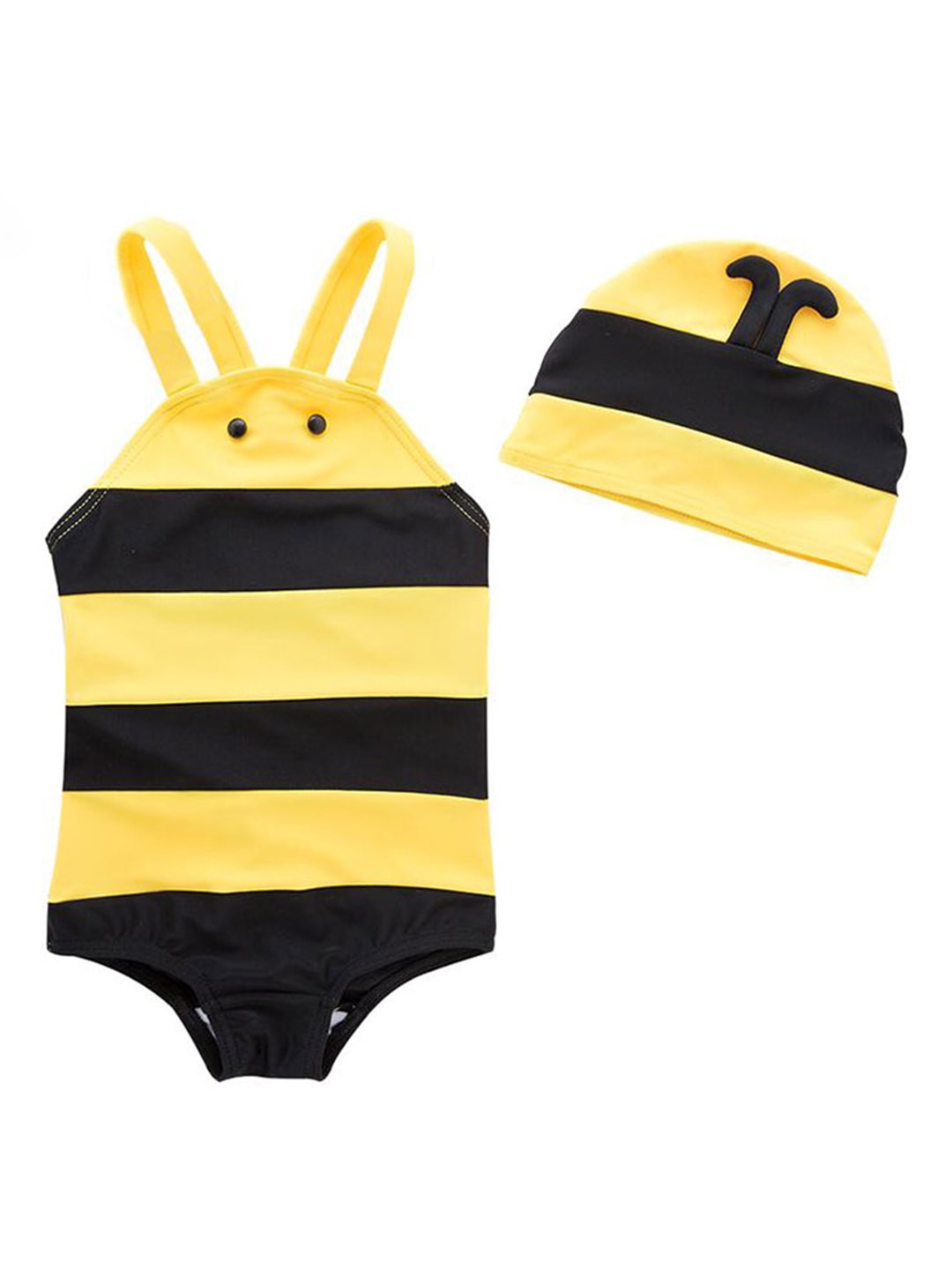 

StyleCast Yellow Girls Striped Swim Bodysuit