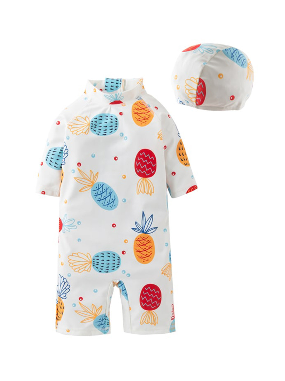 

StyleCast White Infant Boys Printed Bodysuit With Cap