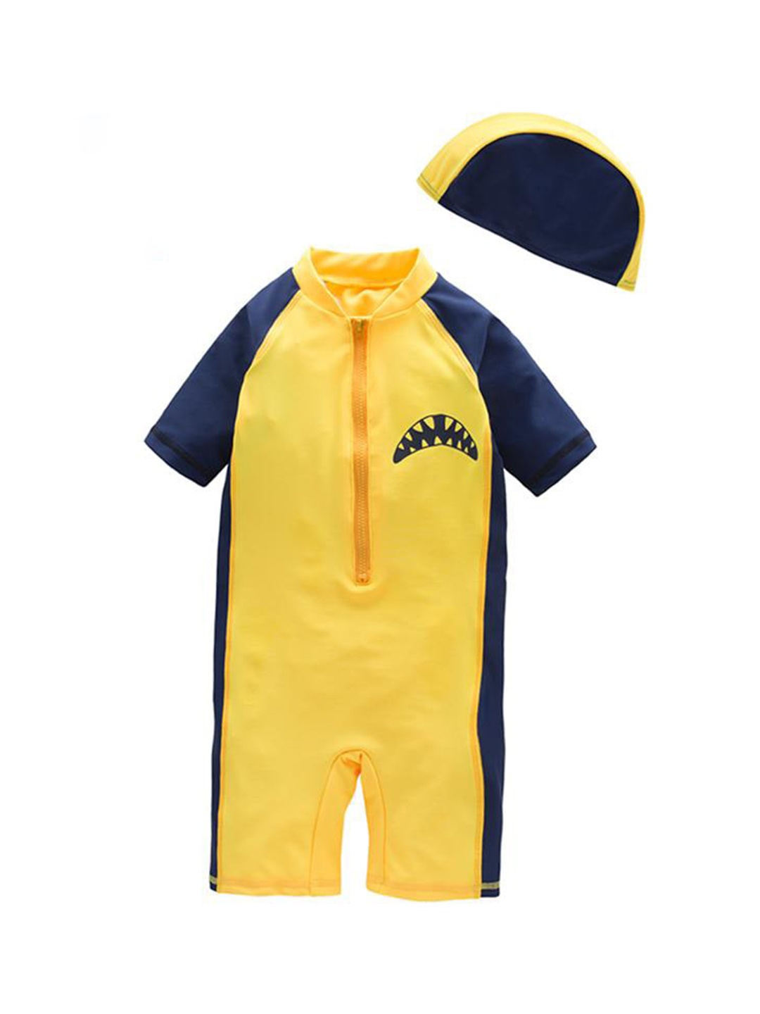 

StyleCast Boys Yellow & Navy Blue Animal Printed Legsuit With Cap