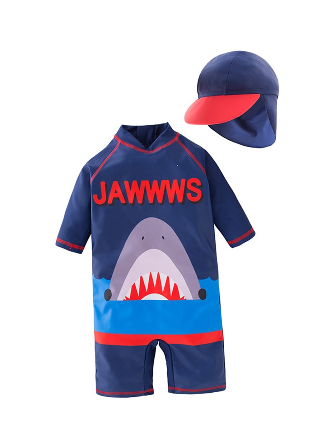 

StyleCast Boys Animal Printed Legsuit With Cap, Navy blue