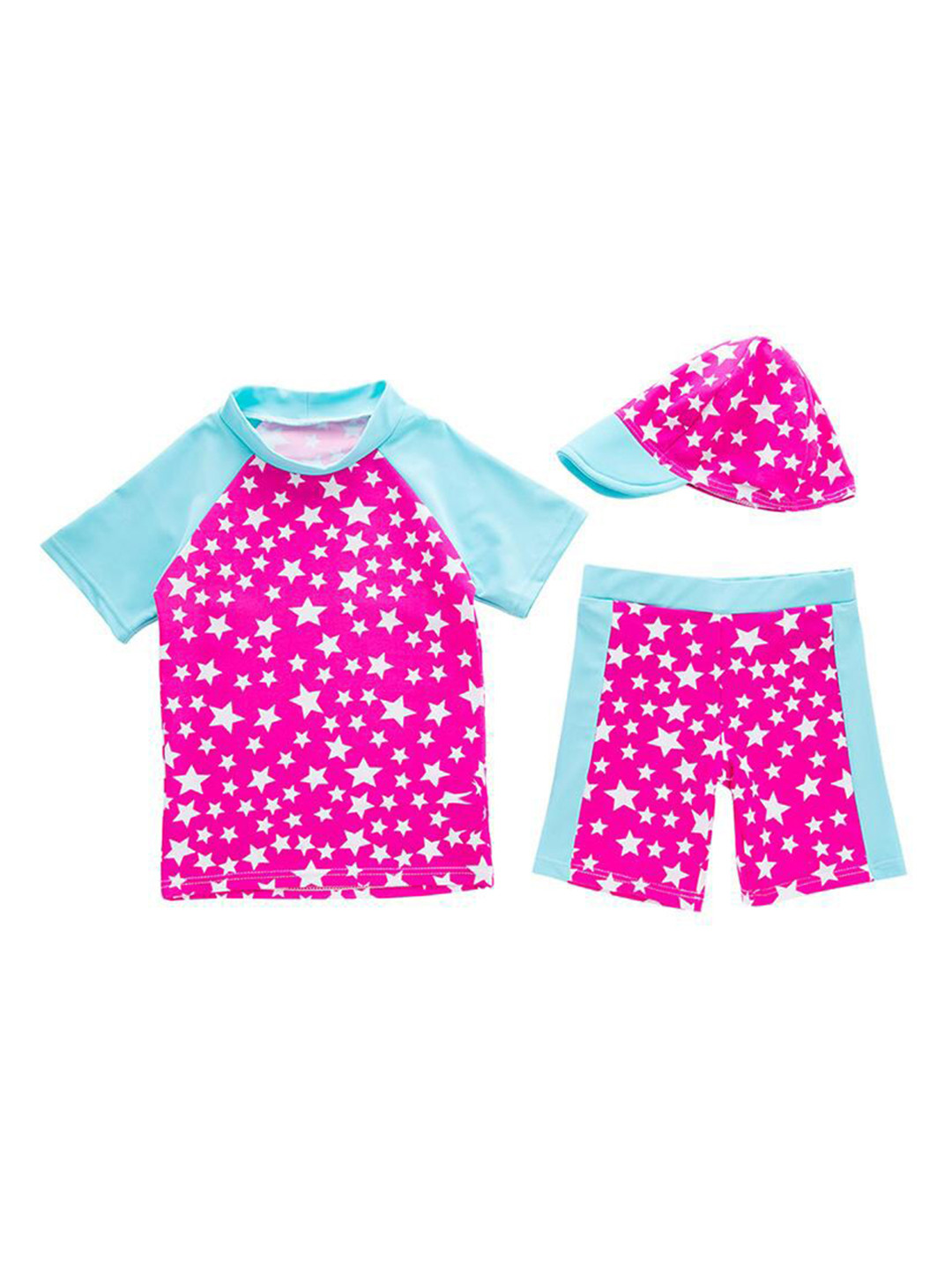 

StyleCast Girls Star Printed Swim Set With Cap, Pink