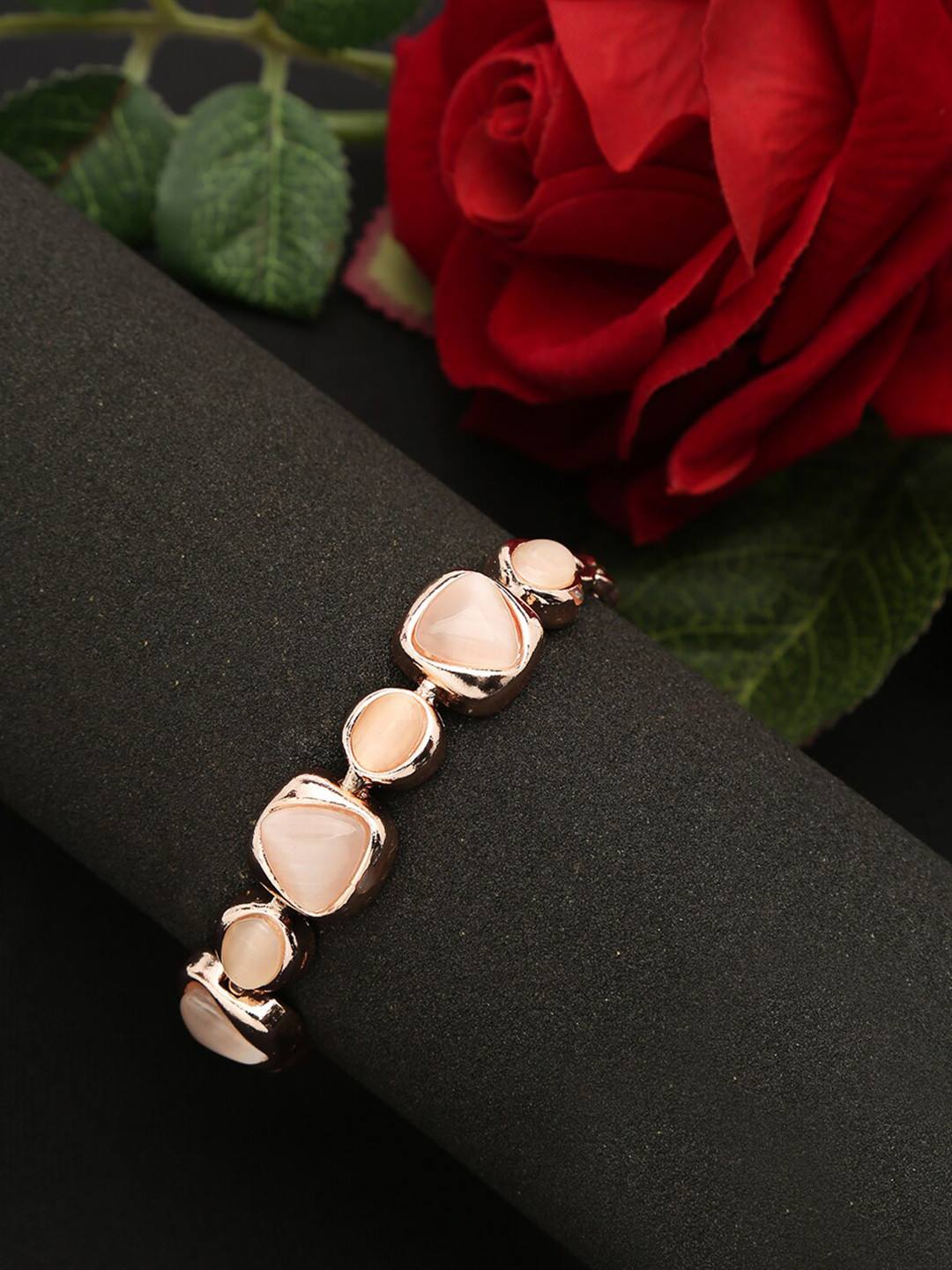 

YouBella Gold-Plated Stone-Studded Charm Bracelet, Peach