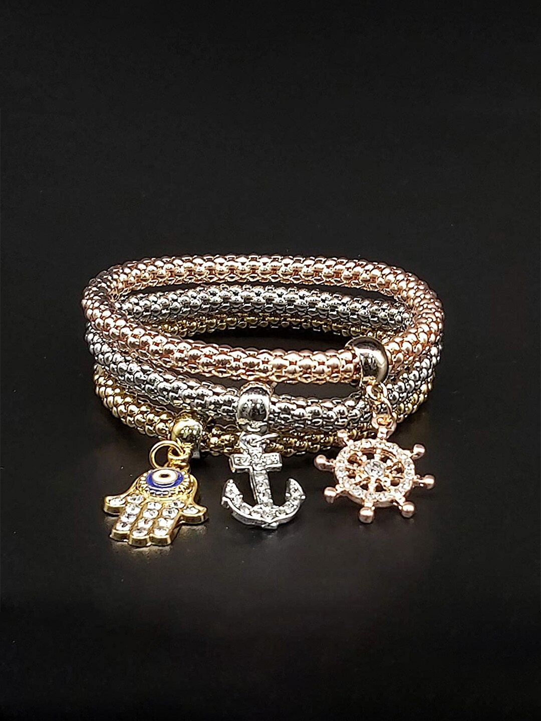 

YouBella Set Of 3 Gold-Plated Charm Bracelet