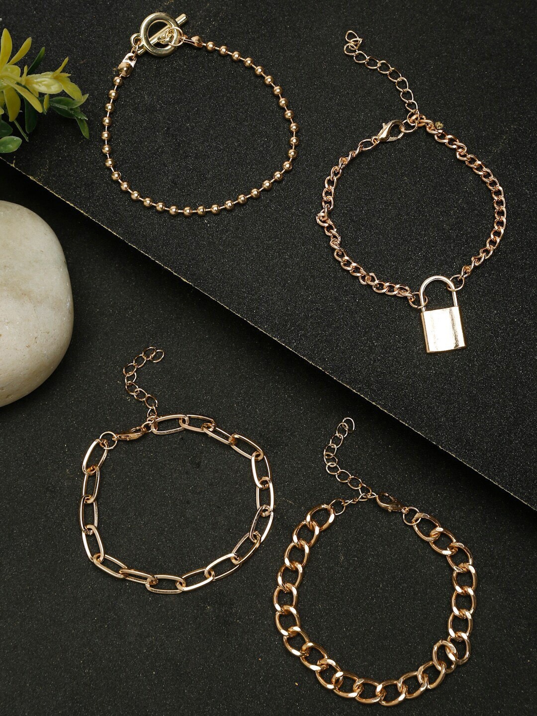 

YouBella Women Set Of 4 Gold-Plated Link Bracelet