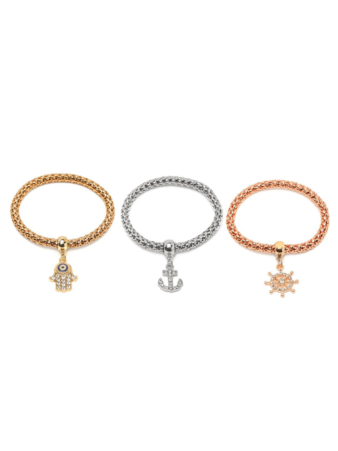 

YouBella Set Of 3 Gold-Plated Charm Bracelet