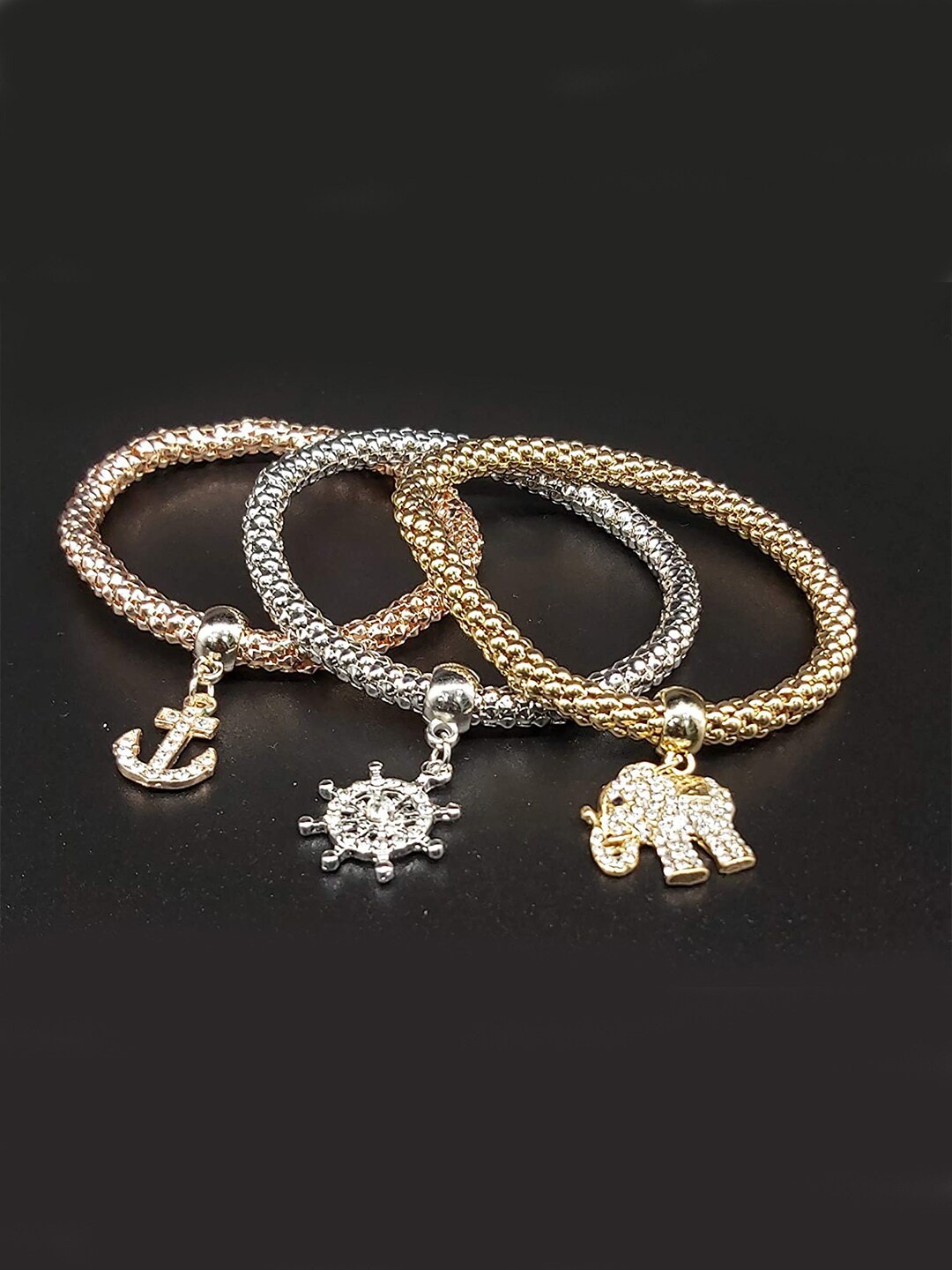 

YouBella Set of 3 Gold-Plated Stone-Studded Bracelets