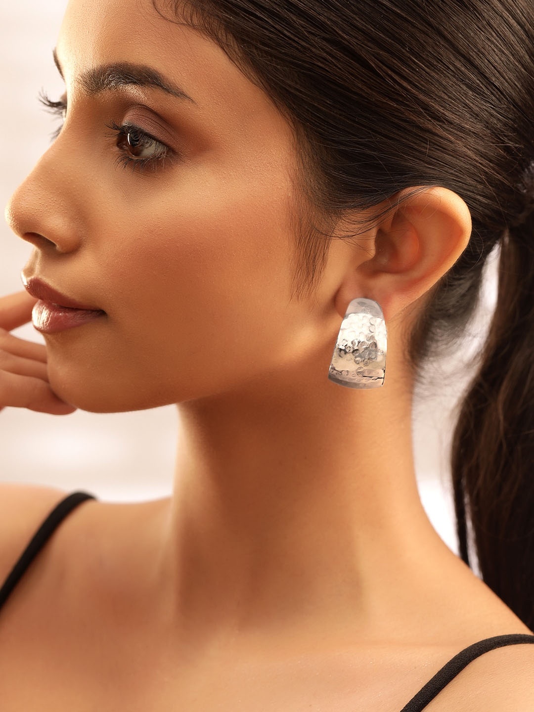 

Rubans Voguish Silver-Plated Classic Half Hoop Earrings