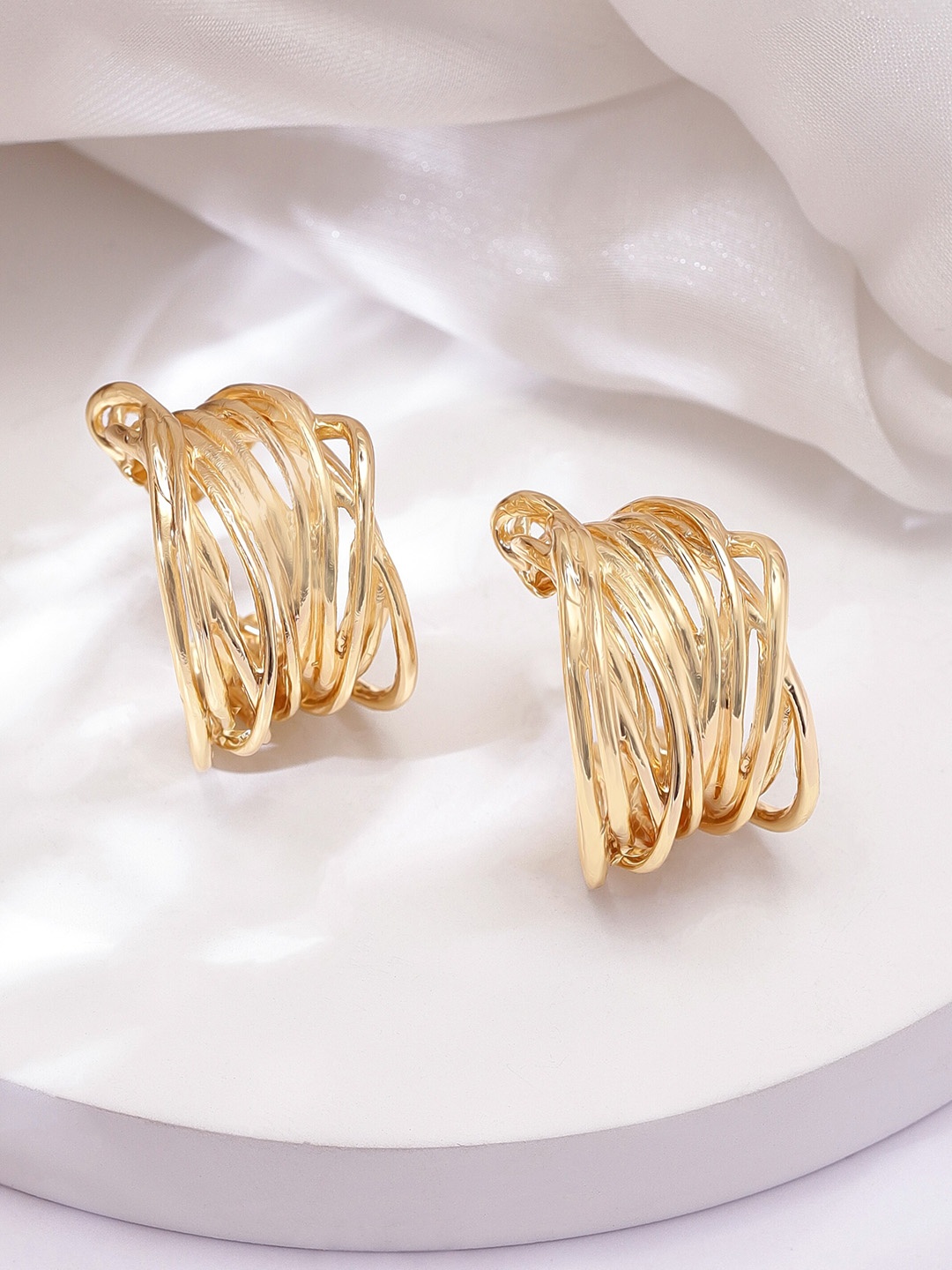 

Rubans Voguish Gold-Plated Classic Half Hoop Earrings