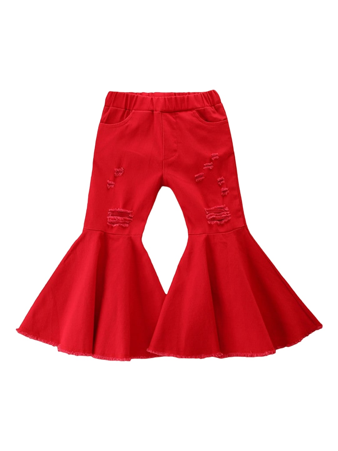

StyleCast Girls Solid Mid-Rise Flared Cotton Bootcut Trousers, Red