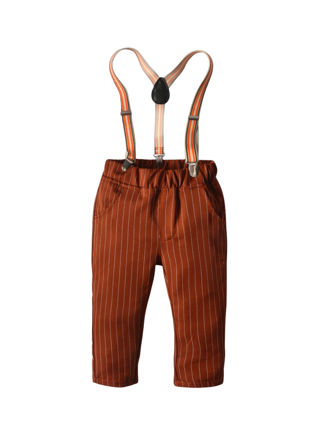 

StyleCast Boys Striped Slim Fit High-Rise Cotton Trousers, Brown