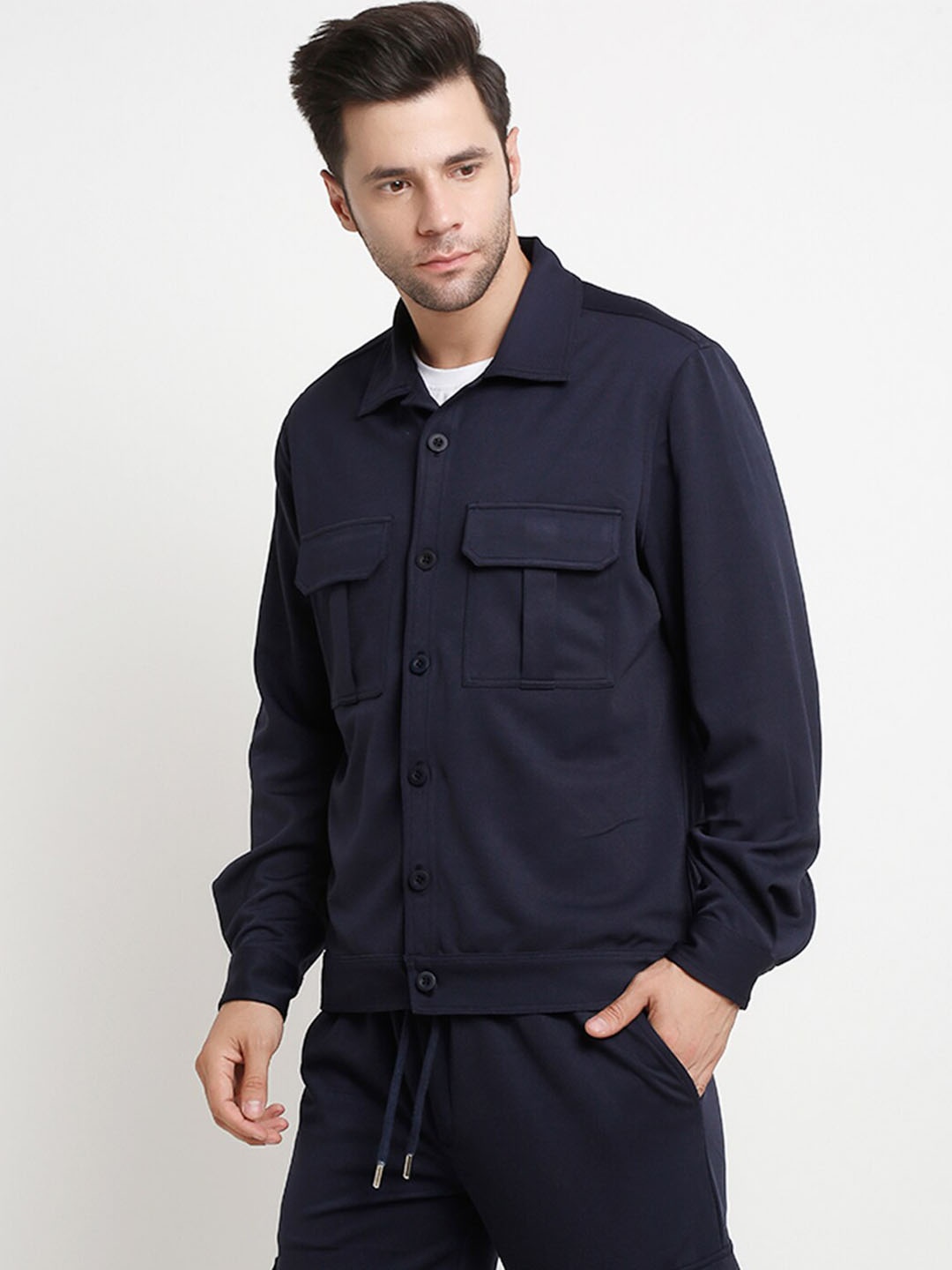 

EVERDION Spread CollarCasual Shacket, Navy blue
