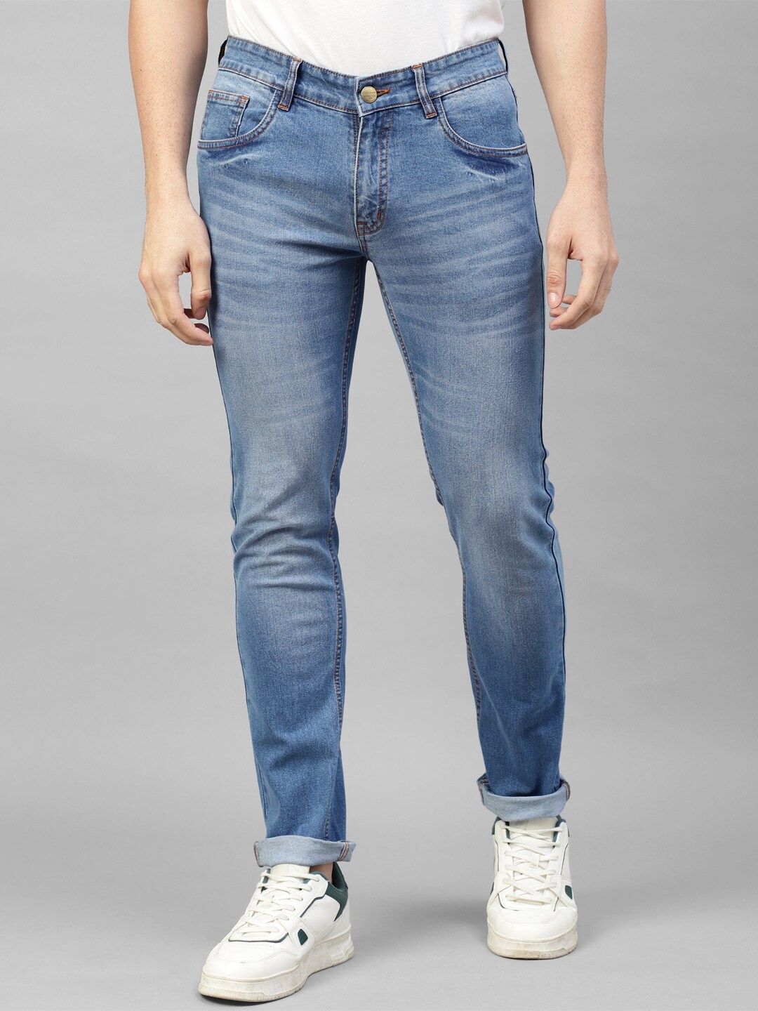 

Allen Cooper Men Slim Fit Mid-Rise Medium Shade Heavy Fade Clean Look Stretchable Jeans, Blue