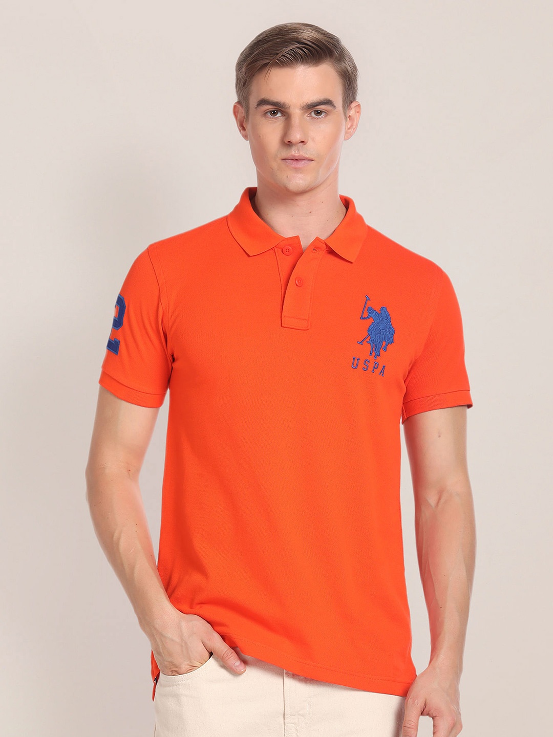 

U.S. Polo Assn. Polo Collar Cotton T-shirt, Orange