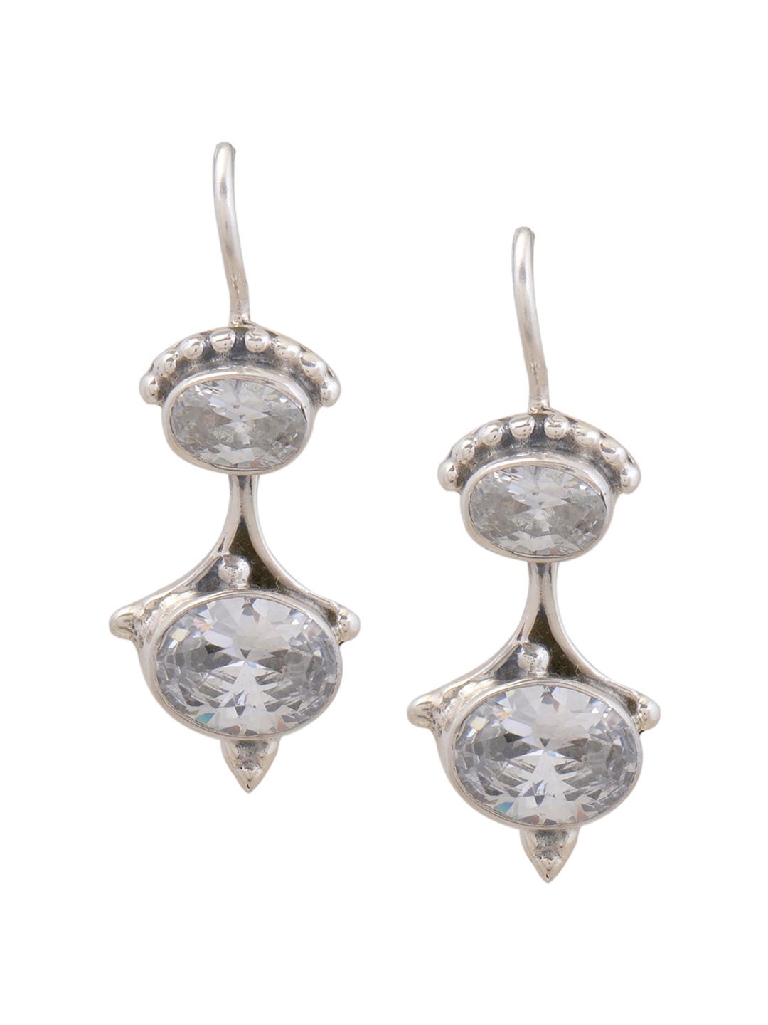 

Silverwala 925 Silver Zircon Contemporary Drop Earrings