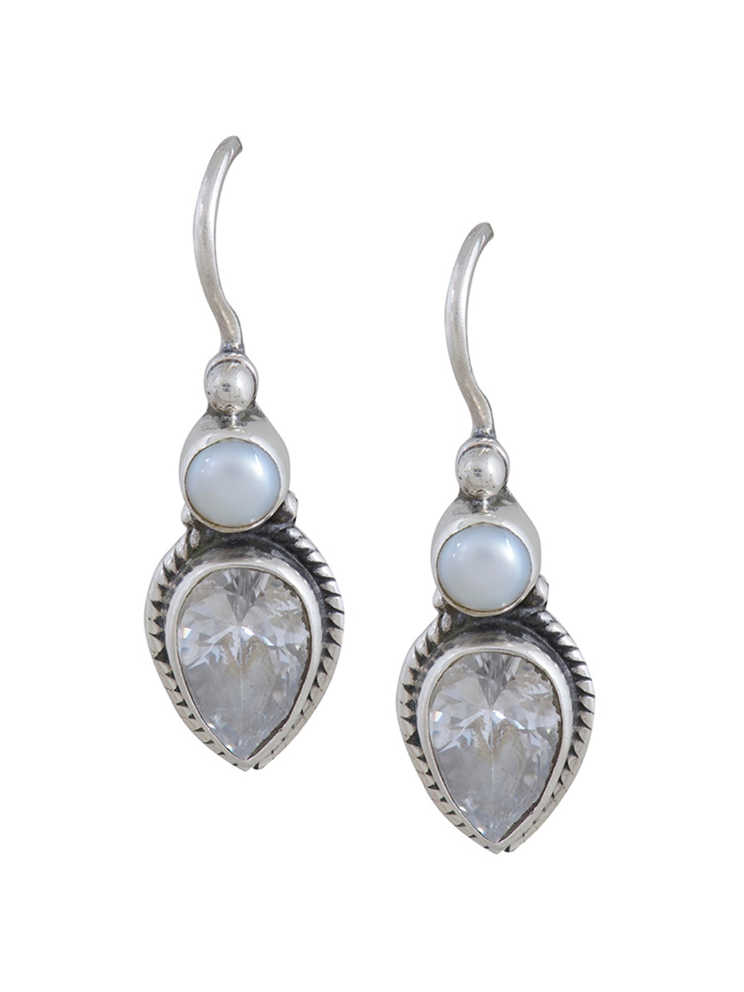 

Silverwala Silver-Plated Contemporary Drop Earrings