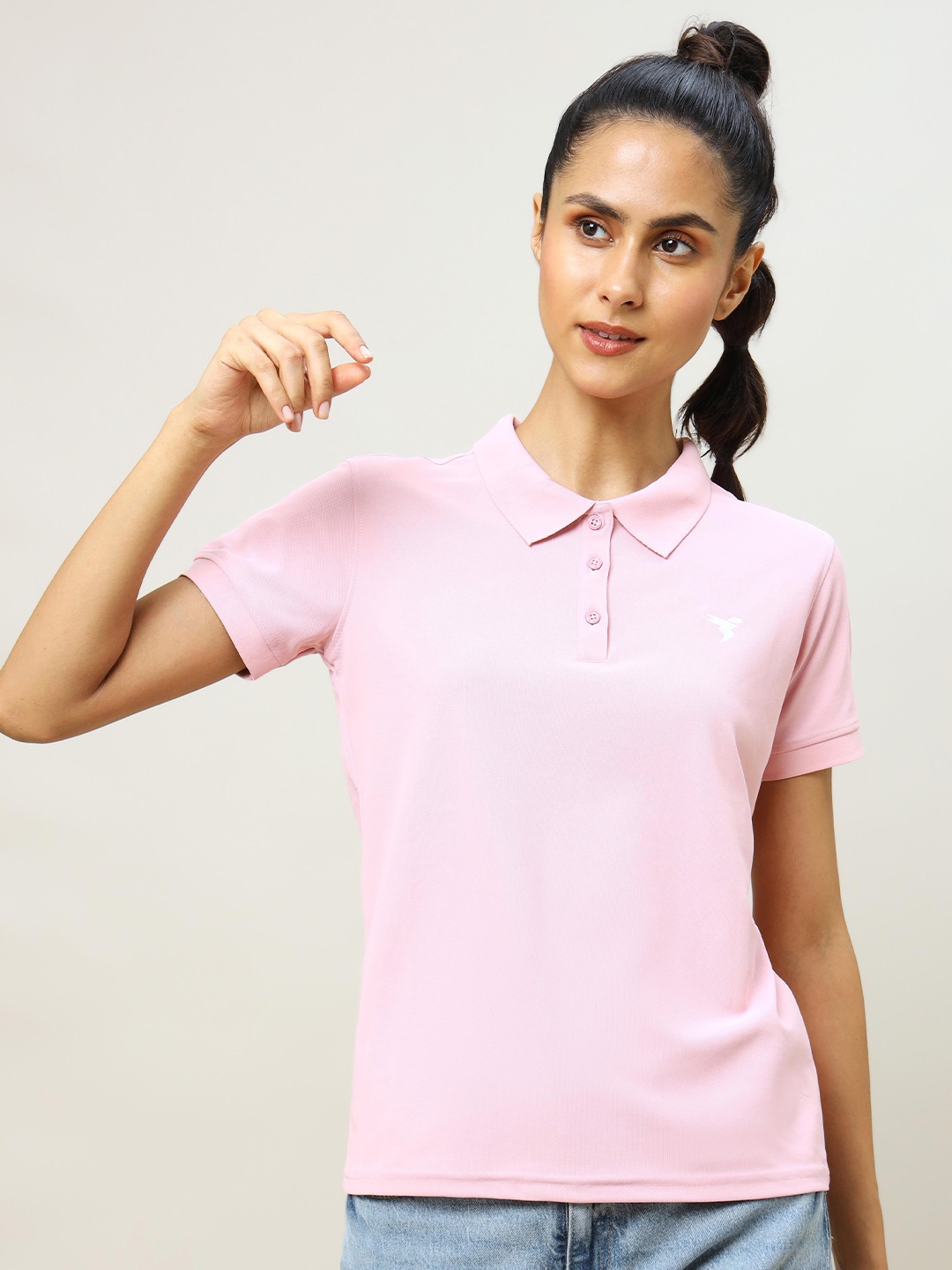 

Technosport Polo Collar Antimicrobial Slim Fit T-shirt, Pink