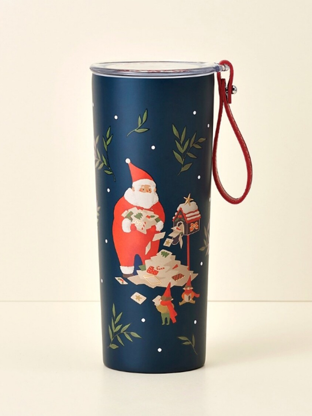

Starbucks Blue & Red Santa Printed Water Tumbler with Lid - 473 ML