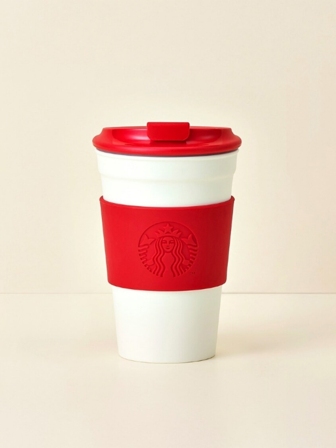 

Starbucks Red and White Colourblocked Holiday Tumbler with Lid - 355 ML