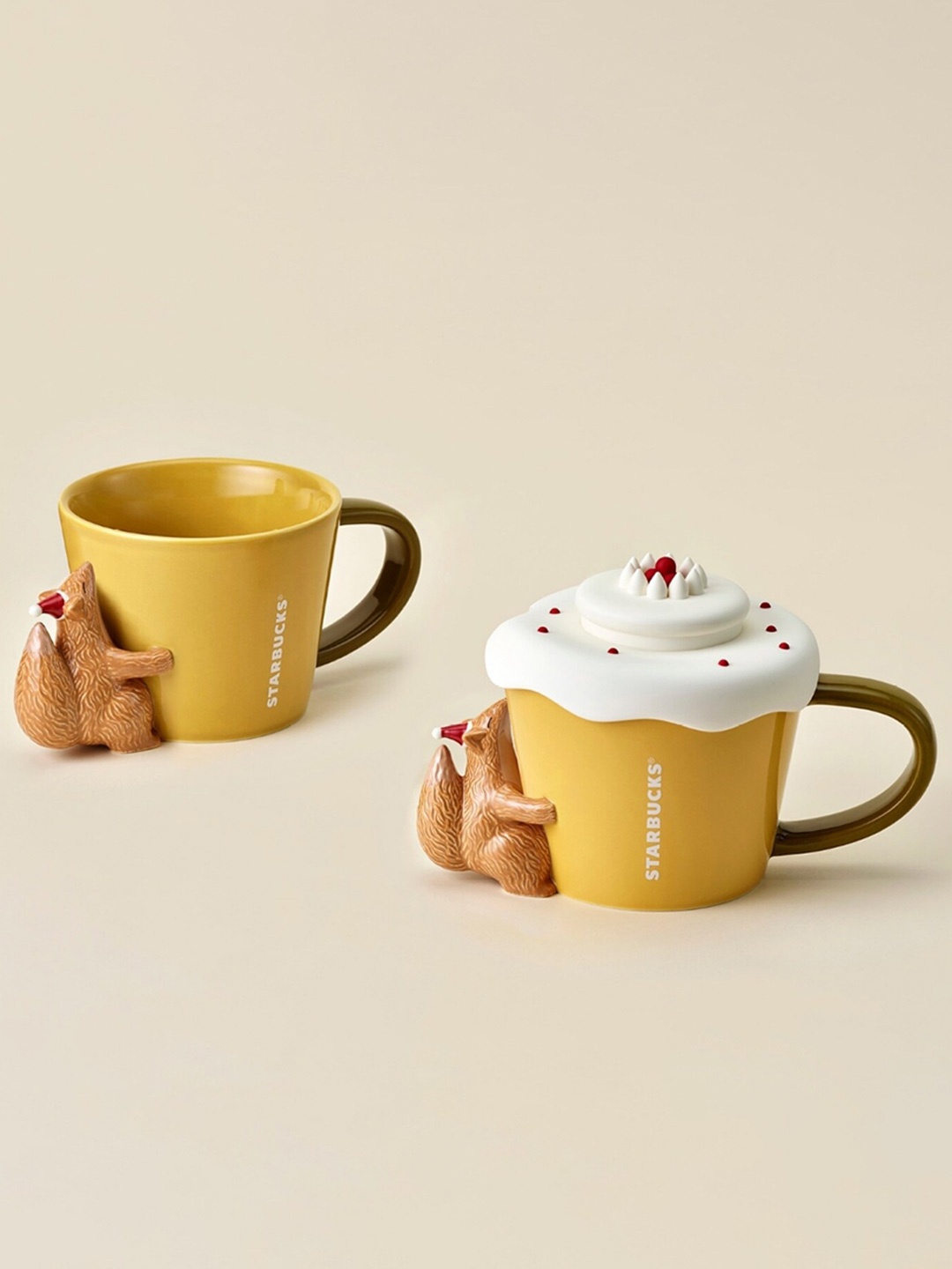 

STARBUCKS SMU Yellow 2 pieces Textured Ceramic Cups and Mugs 414ml