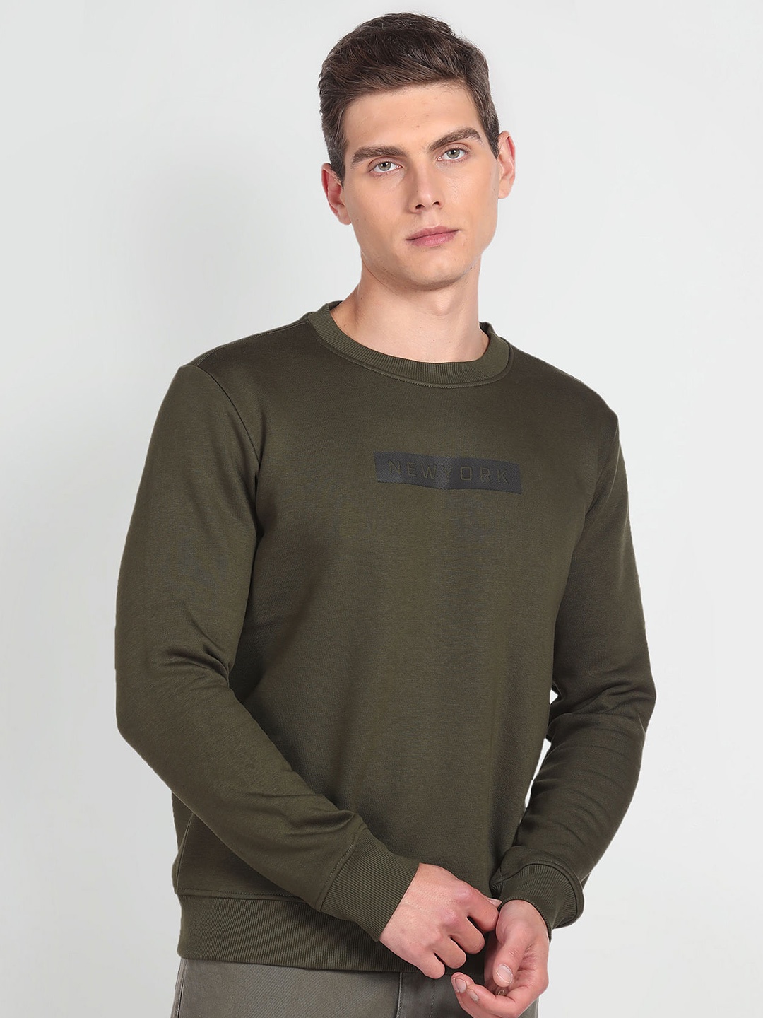 

Arrow New York Typography Printed Long Sleeve Pullover Sweatshirt, Green