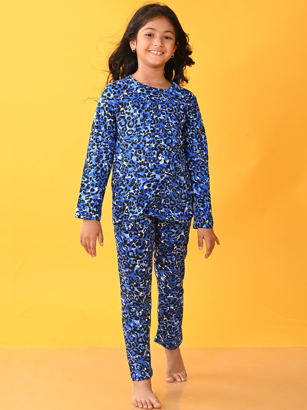 

Anthrilo Girls Animal Printed T-shirt With Pyjamas Night Suit, Blue