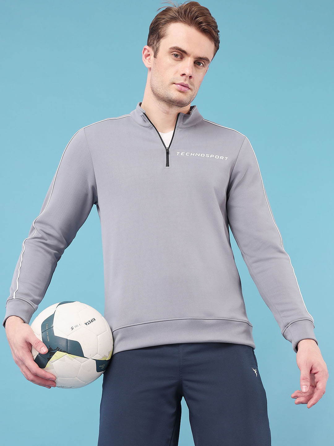 

Technosport Stand Collar Lightweight Antimicrobial Sporty Jacket, Blue