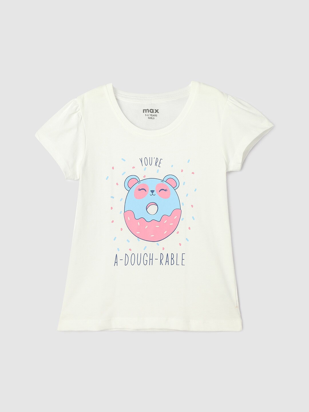 max Girls Typography Printed Casual Pure Cotton T-shirt