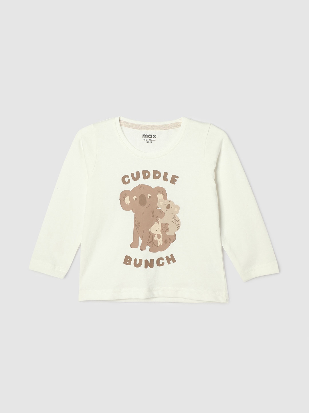 

max Infant Boys Typography Printed Casual Pure Cotton T-shirt, White