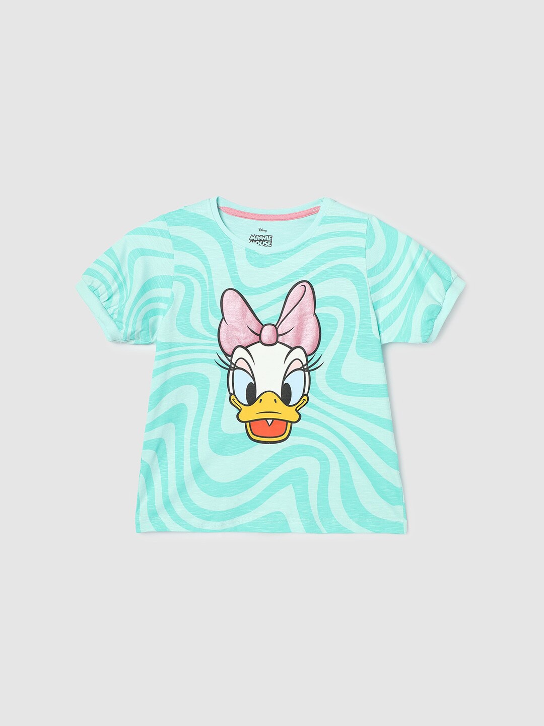 

max Girls Daisy Duck Printed Pure Cotton T-shirt, Blue