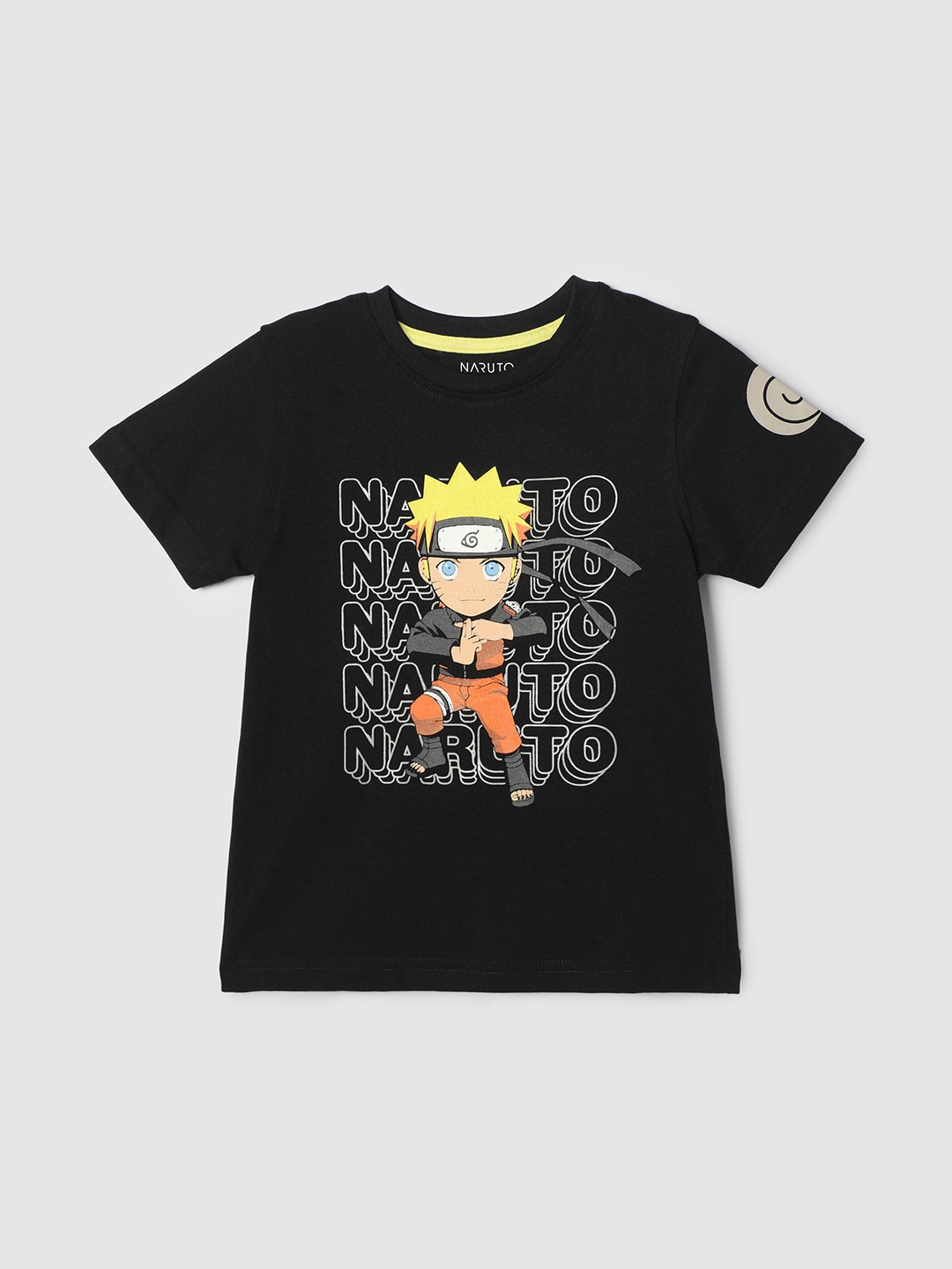 

max Boys Naruto Printed Casual Pure Cotton T-shirt, Black