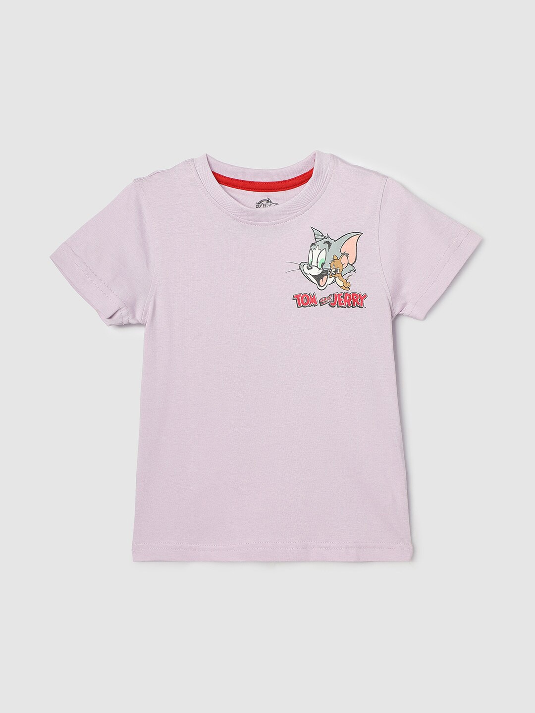 max Boys Tom & Jerry Printed Cotton T-shirt, Purple