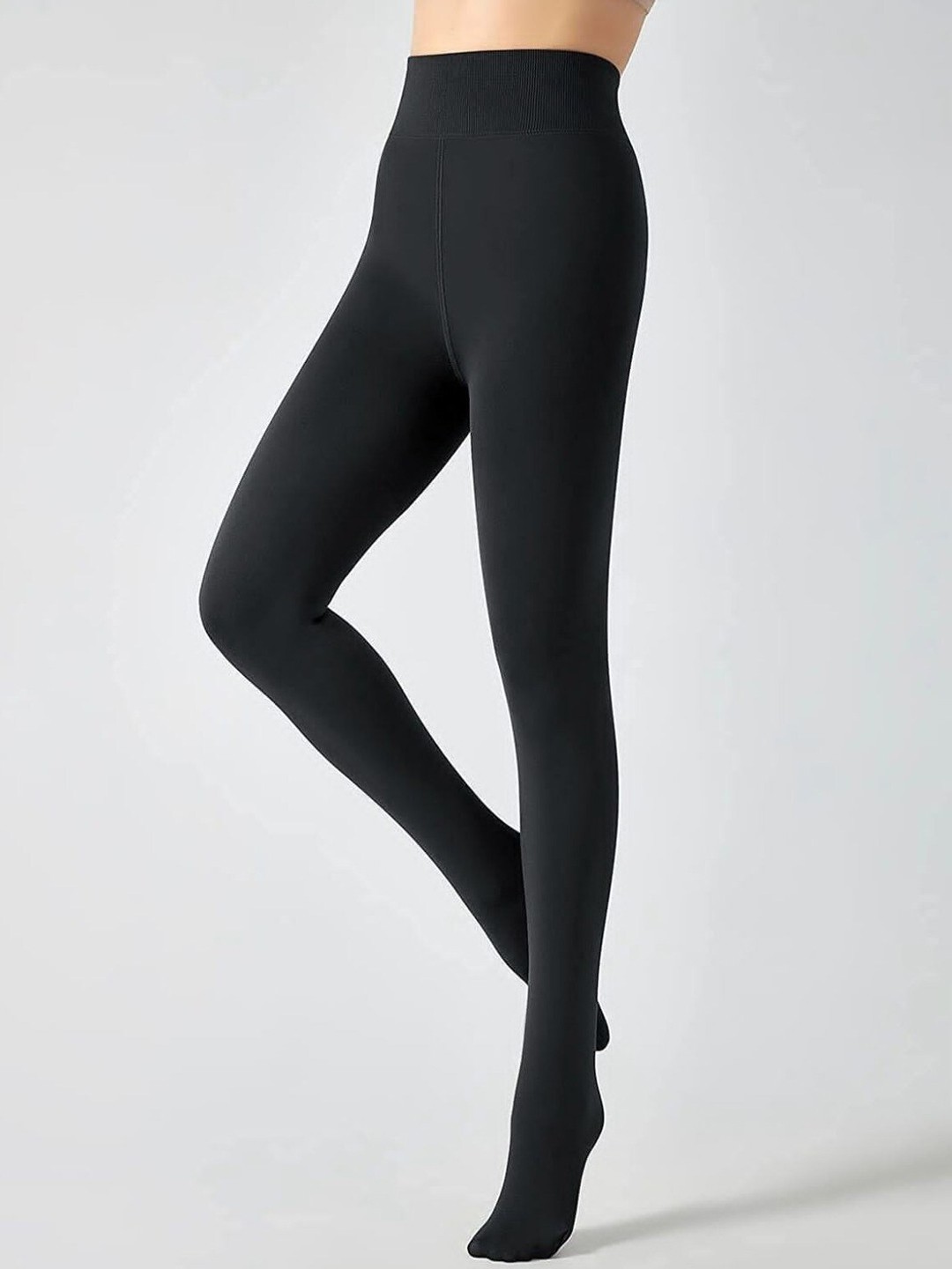 

FOLIYAJ High Waist Footed Stockings, Black