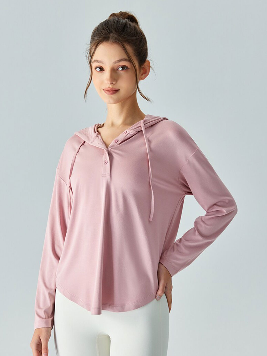 

JC Collection Hooded Drop-Shoulder Sleeves Regular Top, Peach