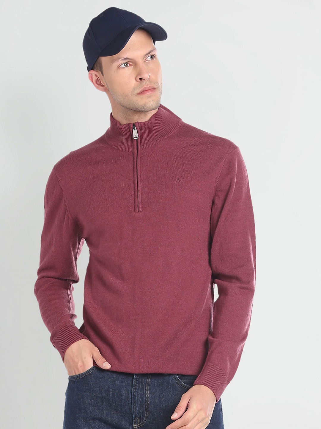 

Arrow High Neck Long Sleeves Pullover Sweater, Burgundy