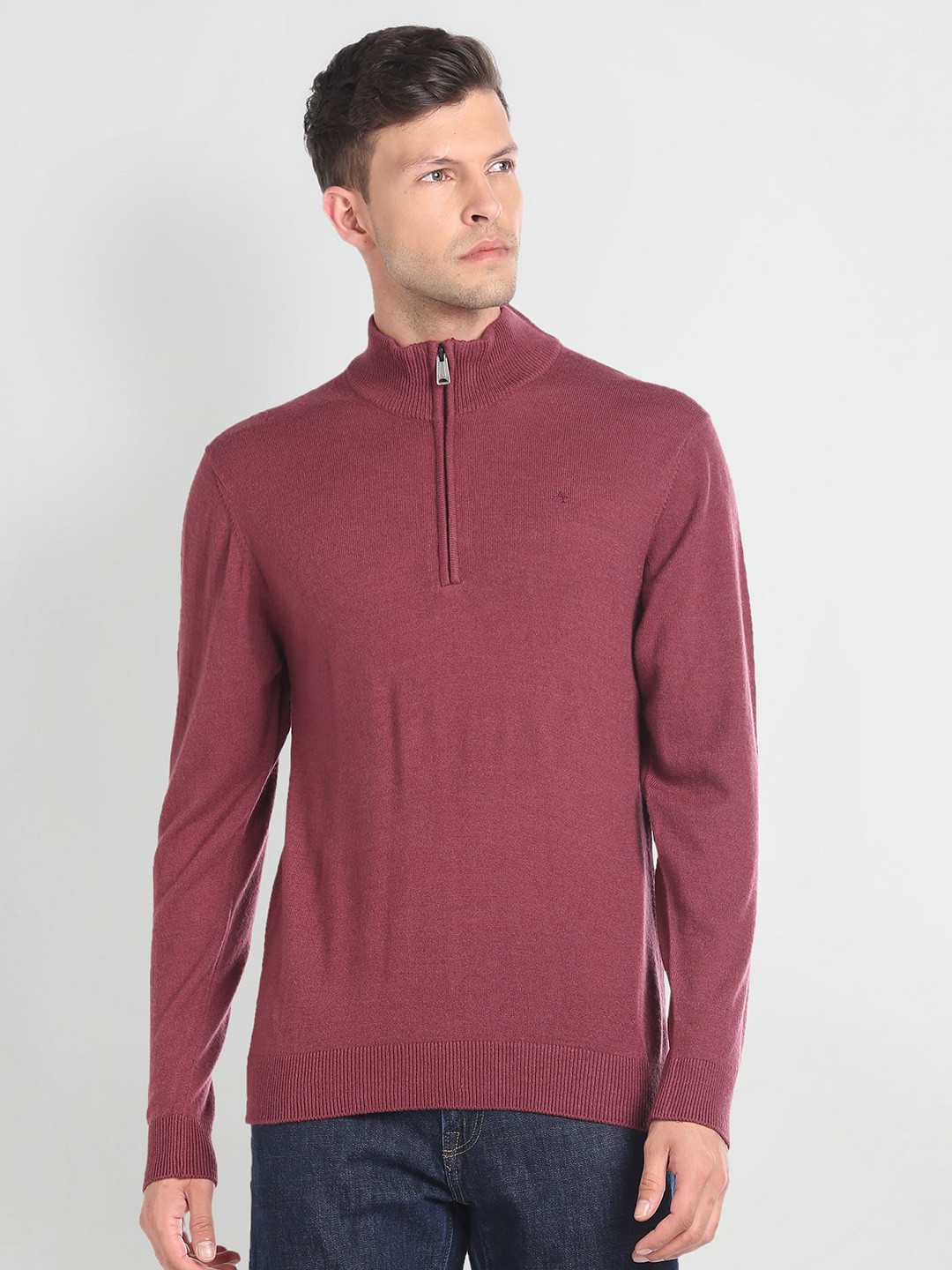 

Arrow High Neck Long Sleeves Pullover Sweater, Burgundy