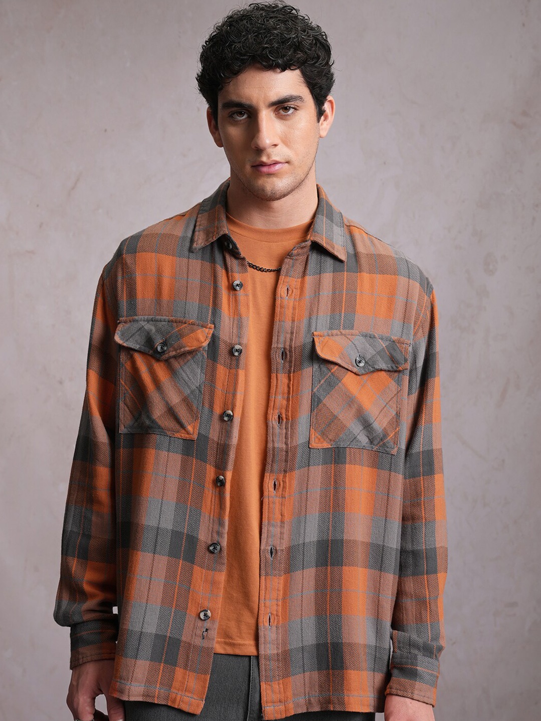 

Locomotive Dobby Textured Checked Utility Pocket Overshirt, Multi