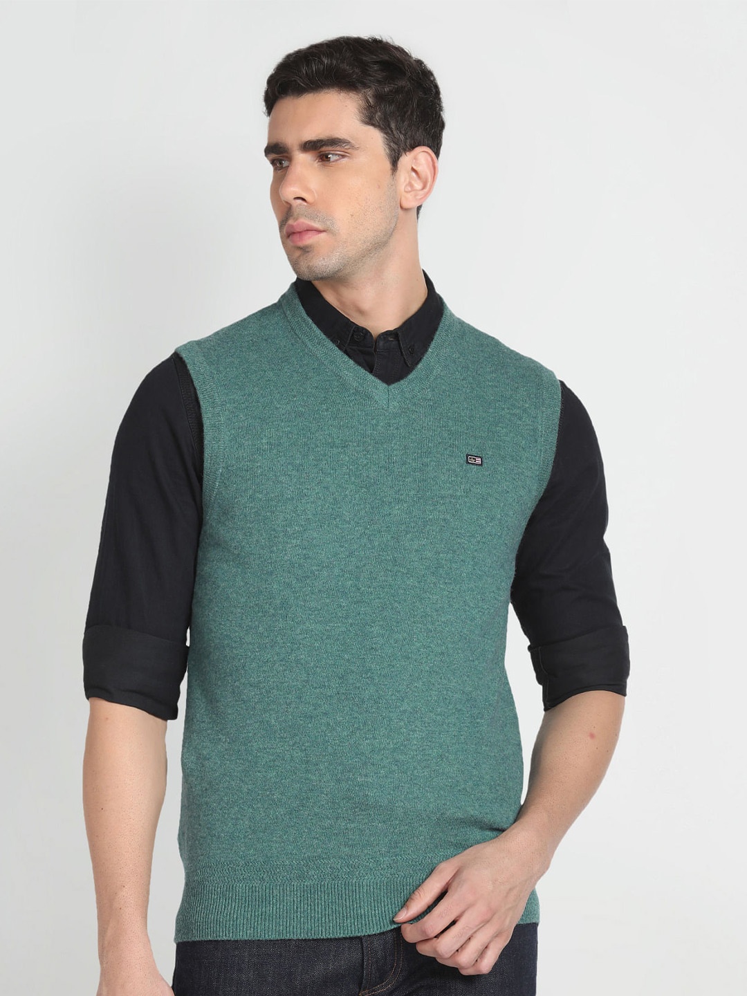 

Arrow Sport V-Neck Sleeveless Sweater Vest, Green