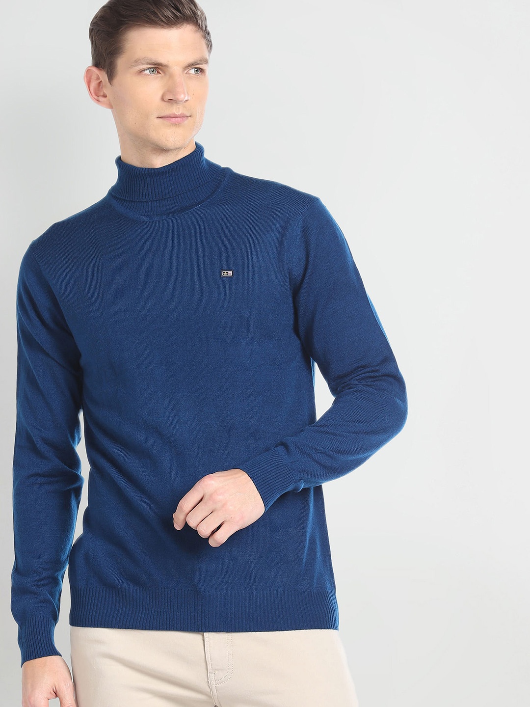 

Arrow Sport Turtle Neck Acrylic Wool Pullover Sweater, Blue