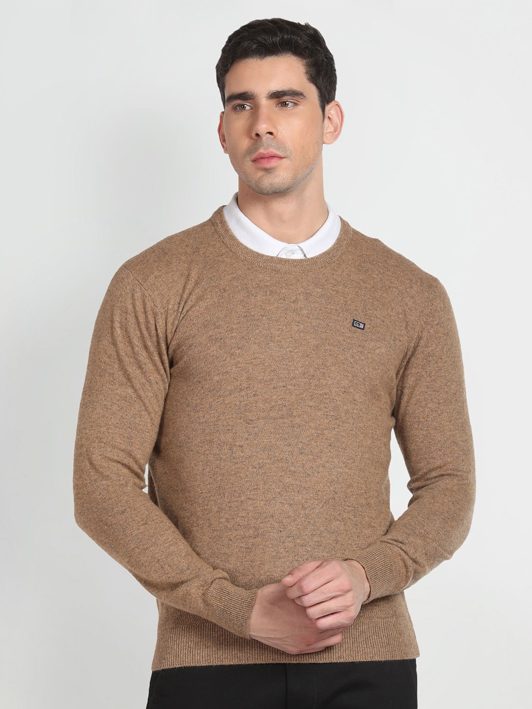 

Arrow Sport Round Neck Woollen Sweater, Brown