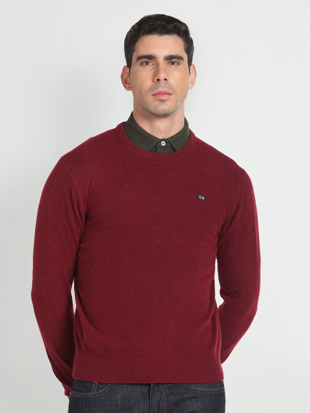 

Arrow Sport Long Sleeves Woollen Pullover, Red