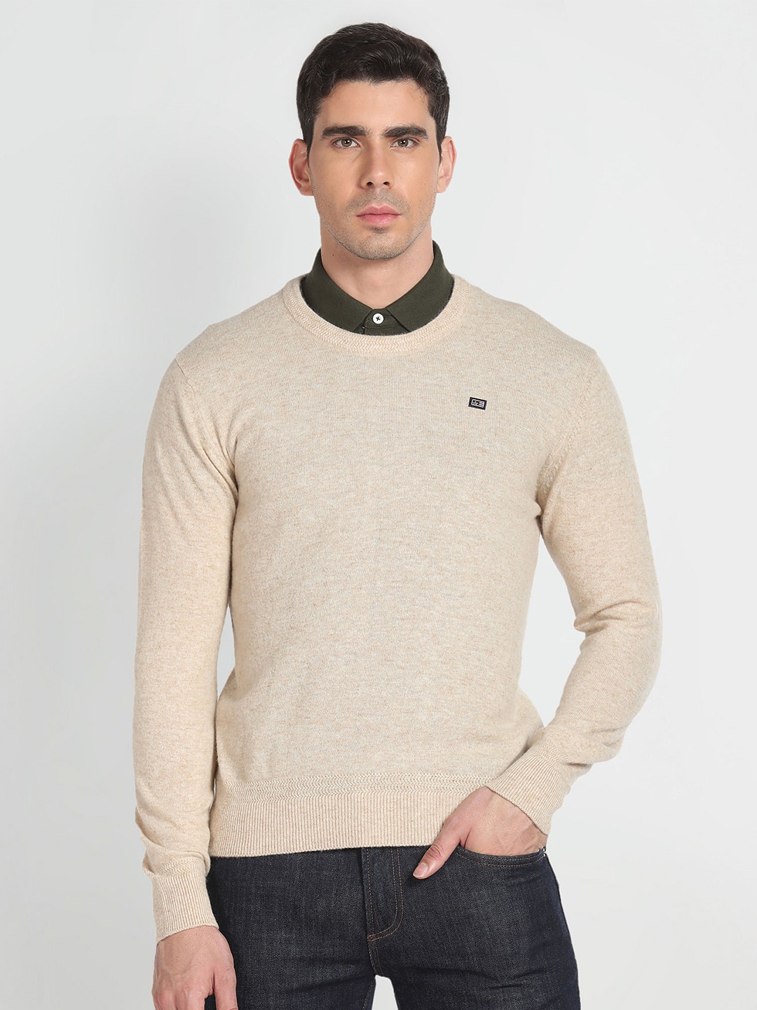 

Arrow Sport Round Neck Long Sleeves Pullover, Beige