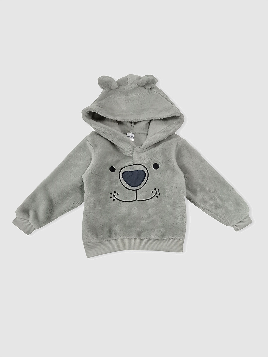 

Moms Love Boys Graphic Printed Hooded Sweatshirt, Grey