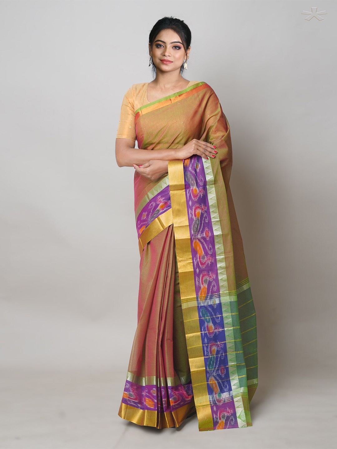 

Unnati Silks Pure Cotton Handloom Mangalagiri Saree, Green